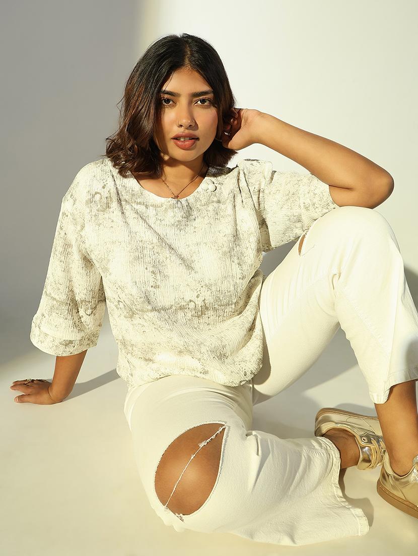 women plus size printed three quarter sleeves top - 21682287 -  Standard Image - 1