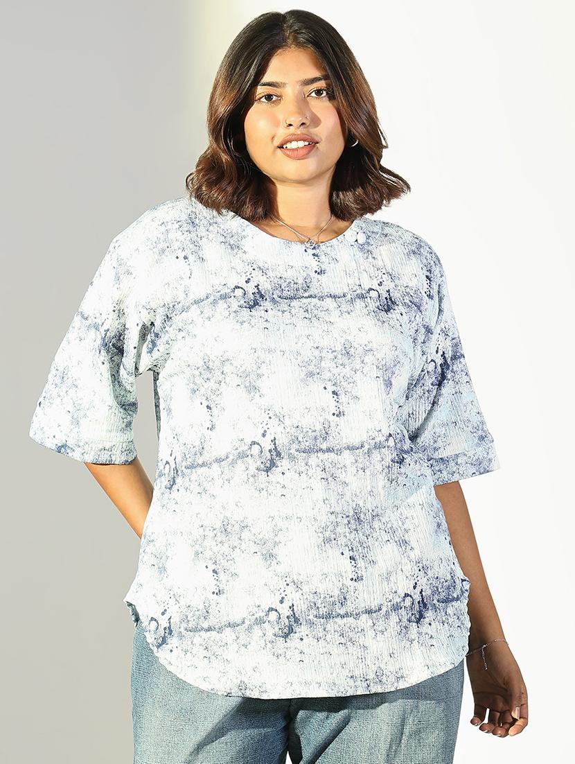 women plus size printed three quarter sleeves top - 21682288 -  Zoom Image - 0