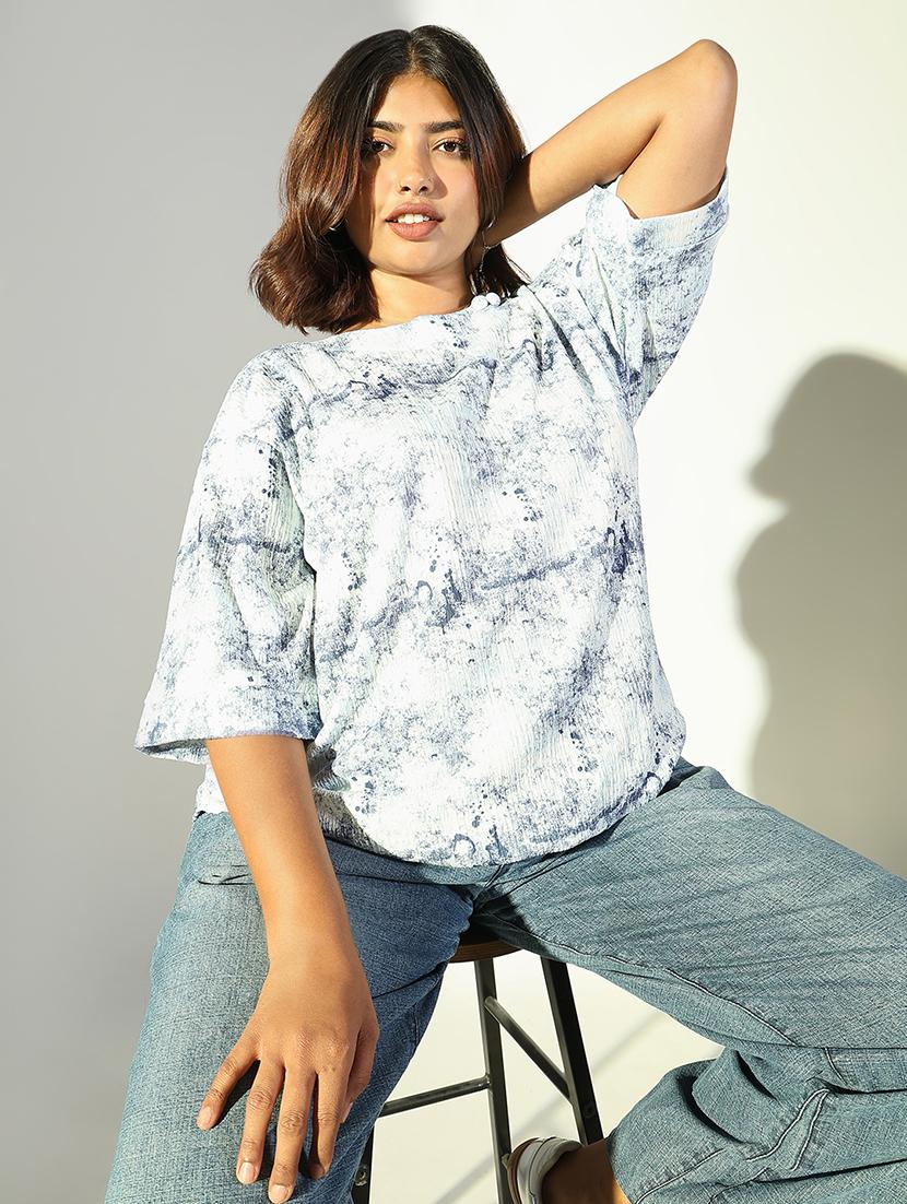 women plus size printed three quarter sleeves top - 21682288 - Standard Image - 1
