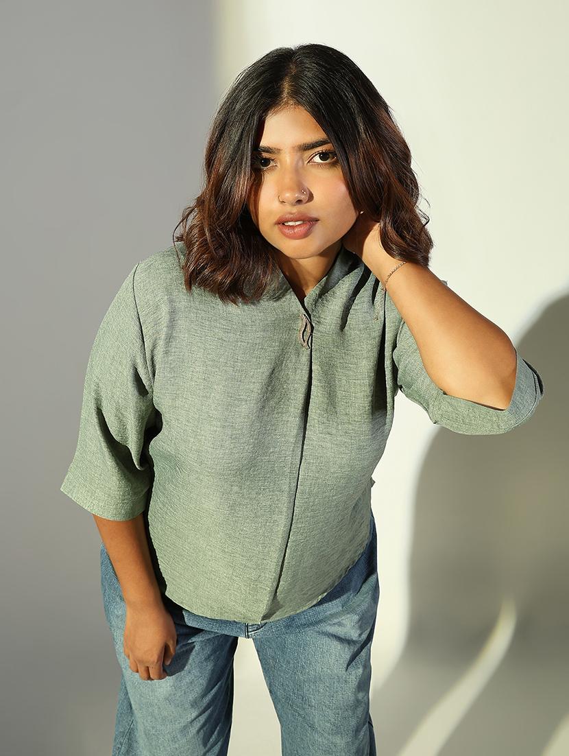 women solid short sleeve regular top - 21682289 -  Standard Image - 1