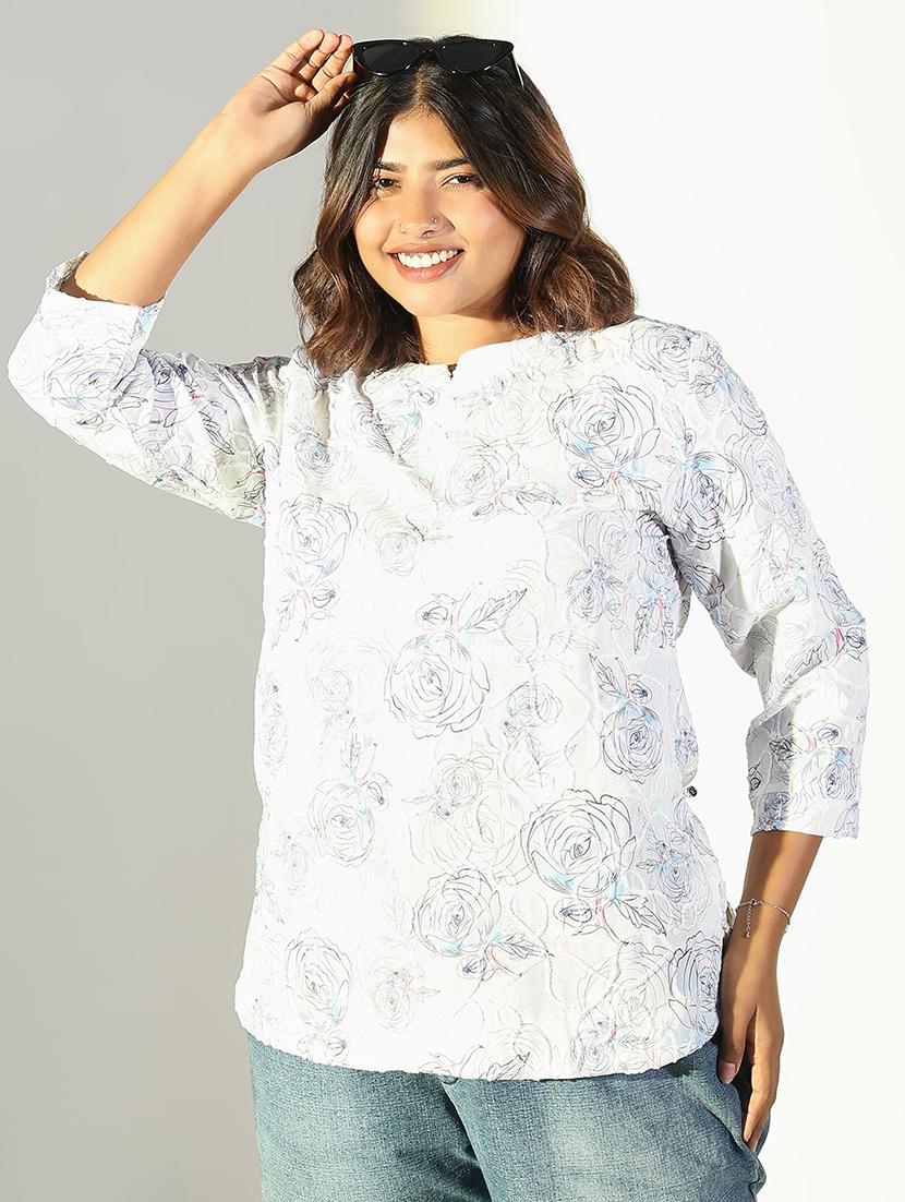 women plus size printed three quarter sleeves top - 21682290 -  Standard Image - 1