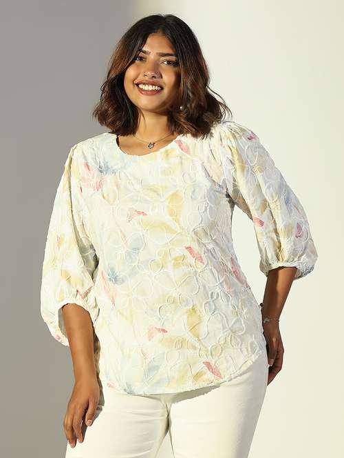 women plus size printed three quarter sleeves top - 21682293 - Standard Image - 0