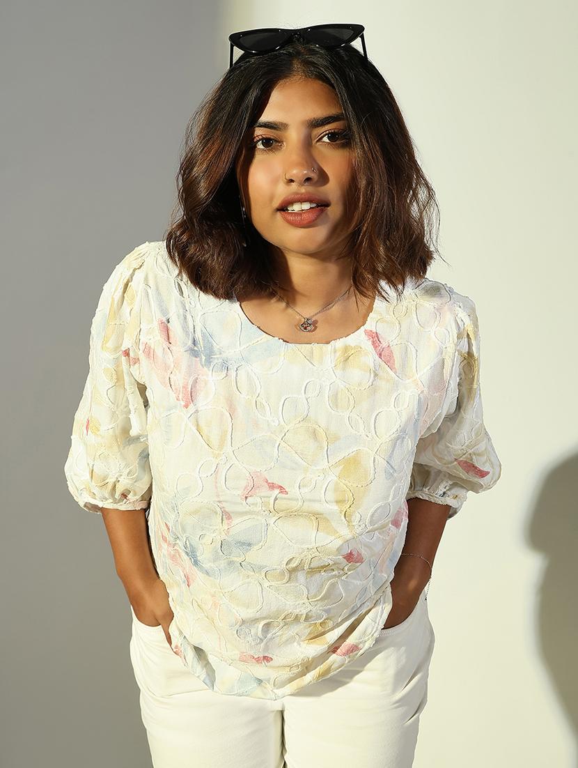 women plus size printed three quarter sleeves top - 21682293 -  Standard Image - 1