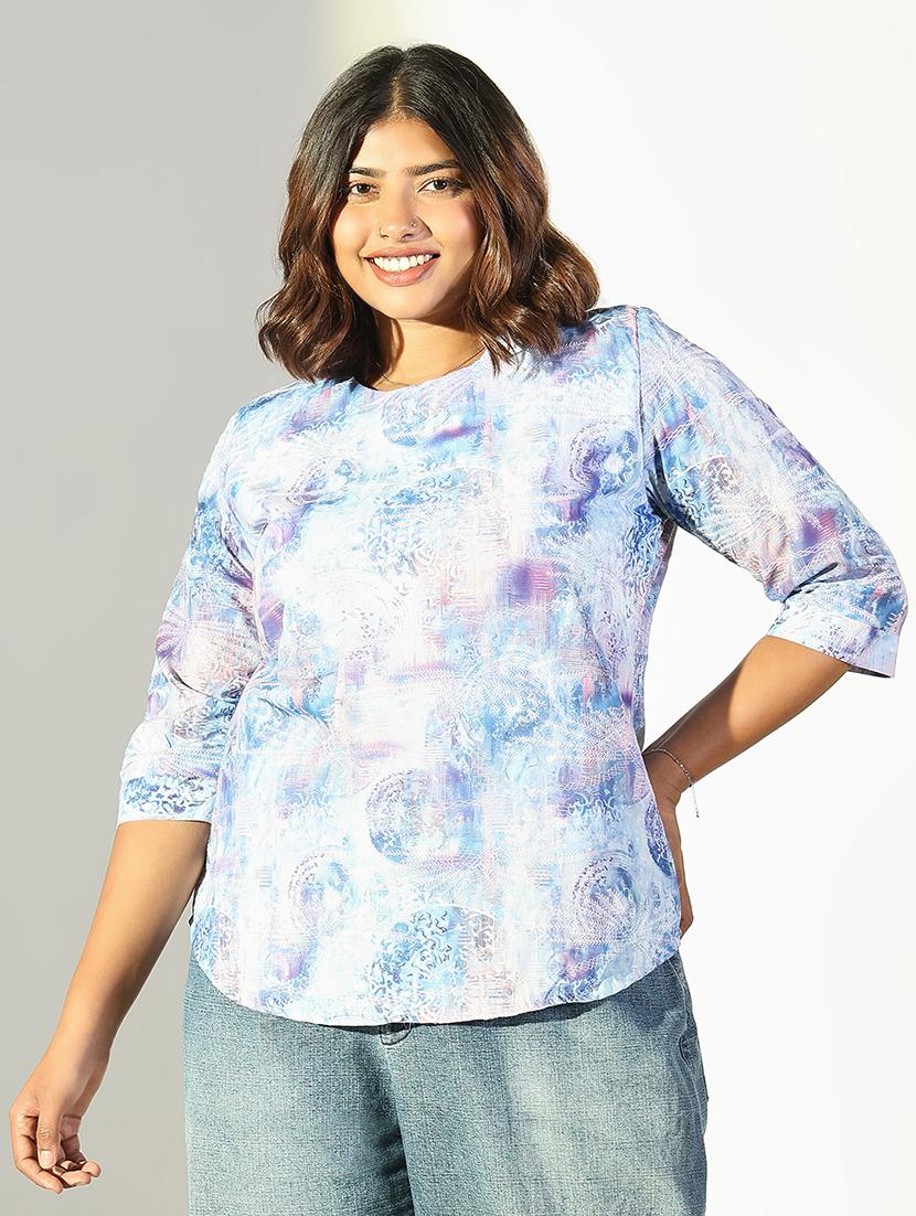 women plus size printed three quarter sleeves top - 21682294 -  Zoom Image - 0
