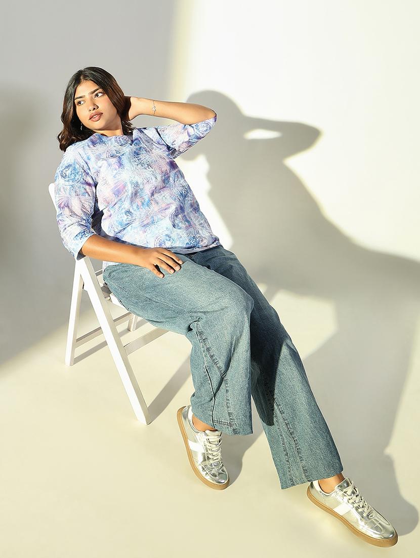 women plus size printed three quarter sleeves top - 21682294 - Standard Image - 4