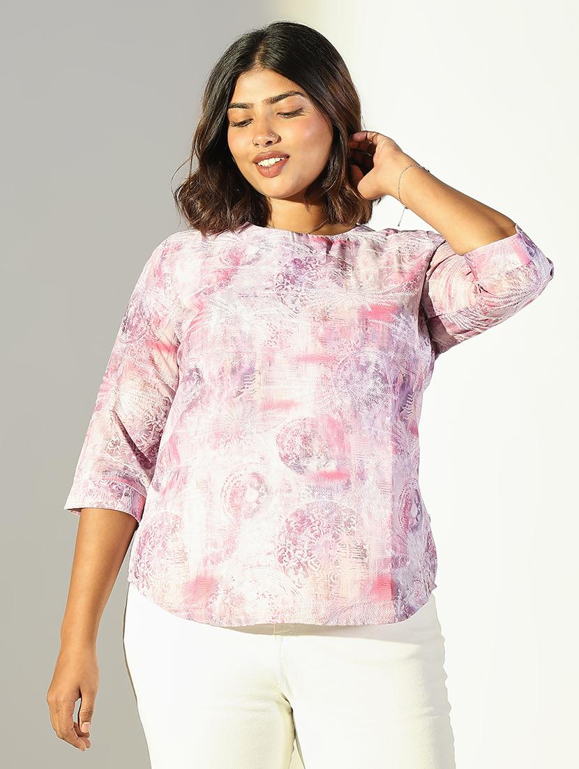 women plus size printed three quarter sleeves top - 21682295 - Zoom Image - 0