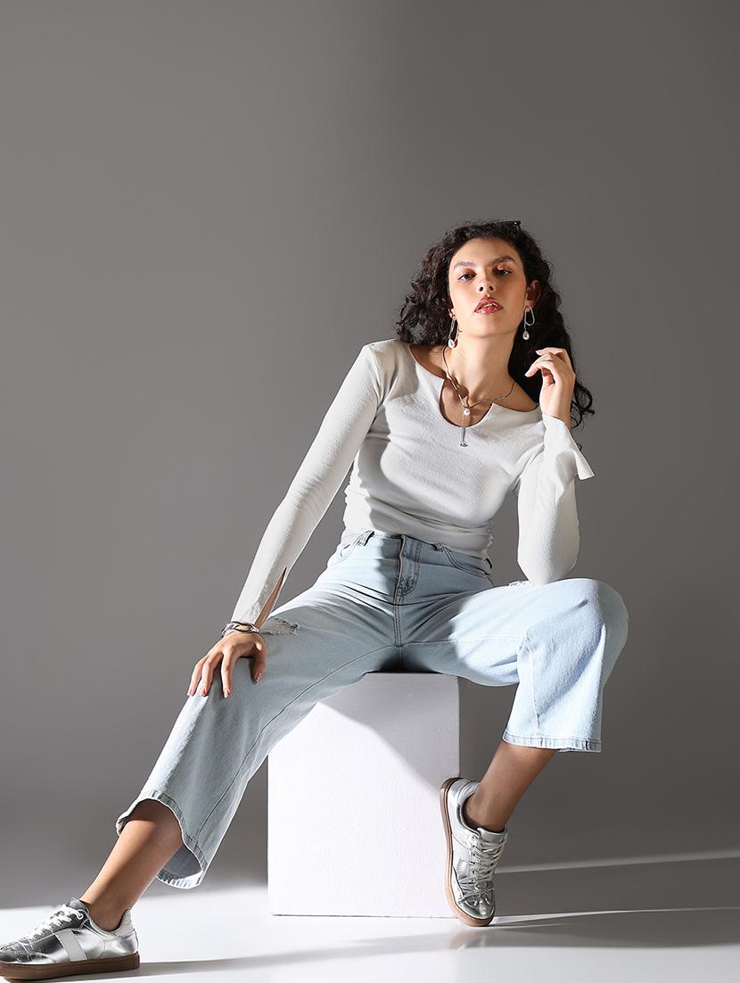 women white solid long sleeve regular top - 21682311 - Standard Image - 4