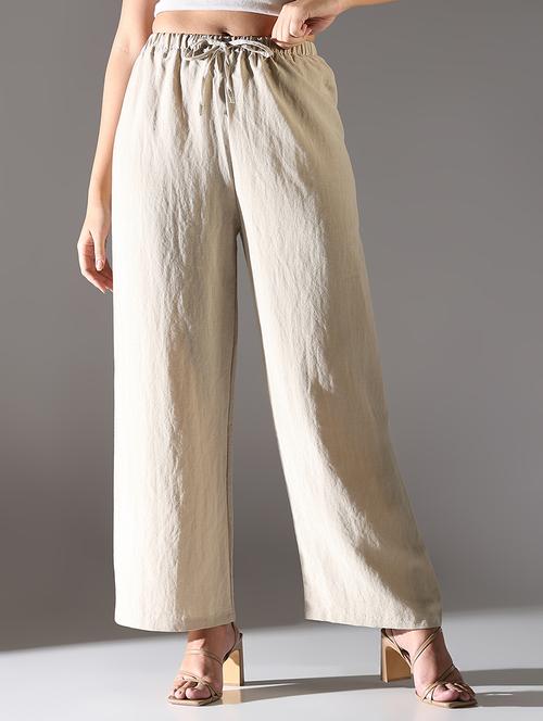 women solid high rise wide leg trouser - 21682330 -  Standard Image - 0