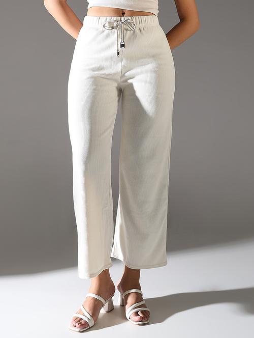 women high rise solid wide leg trouser - 21682335 - Standard Image - 0