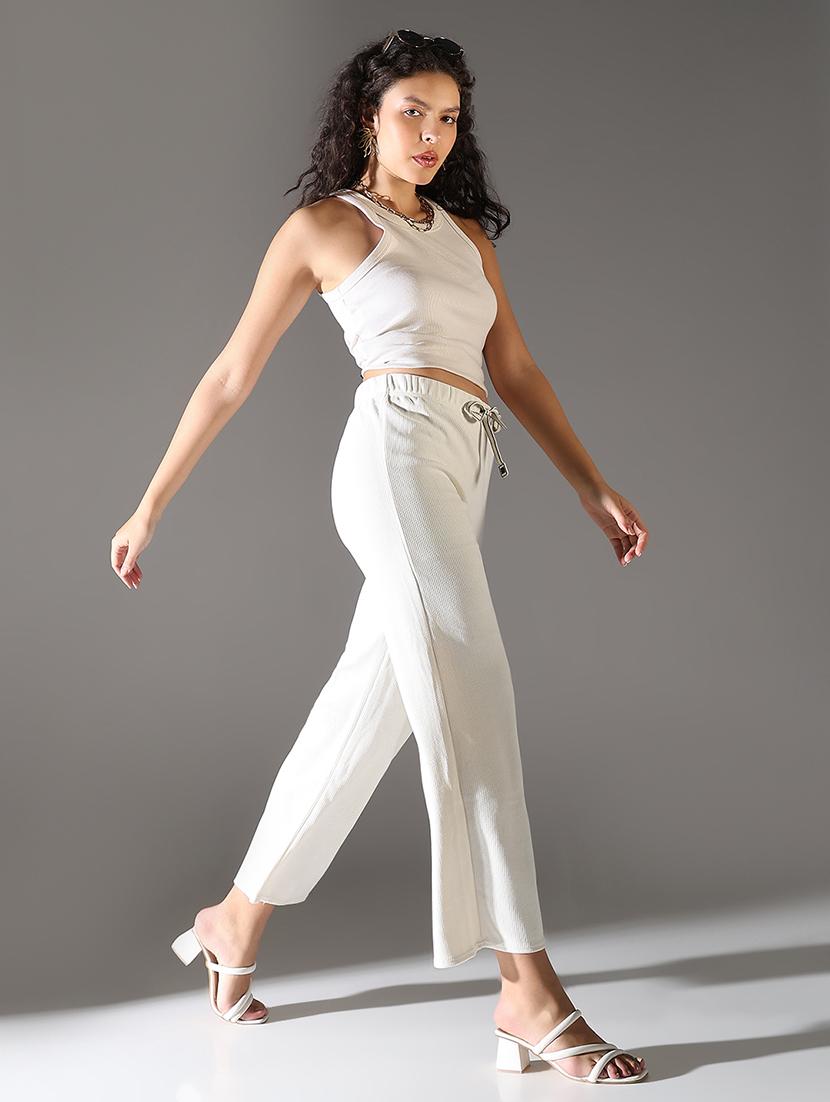women high rise solid wide leg trouser - 21682335 - Standard Image - 4