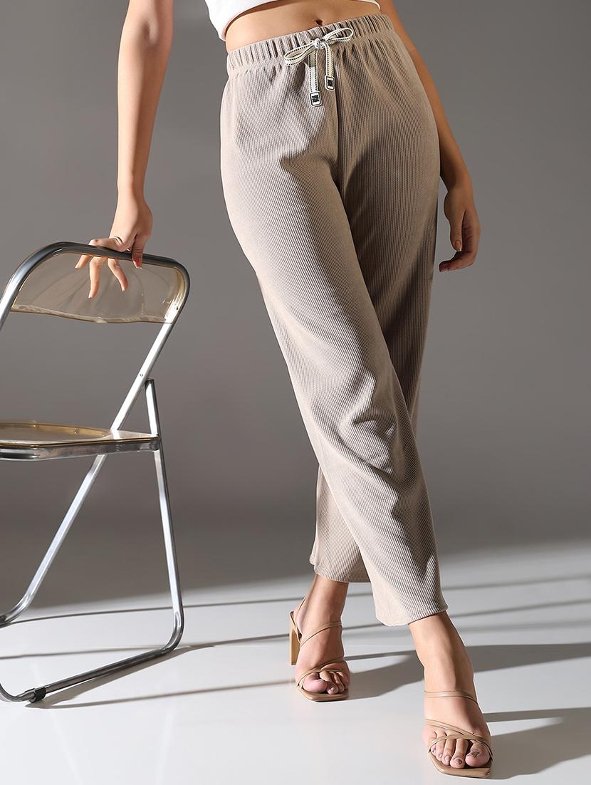 women high rise solid wide leg trouser - 21682336 -  Standard Image - 1