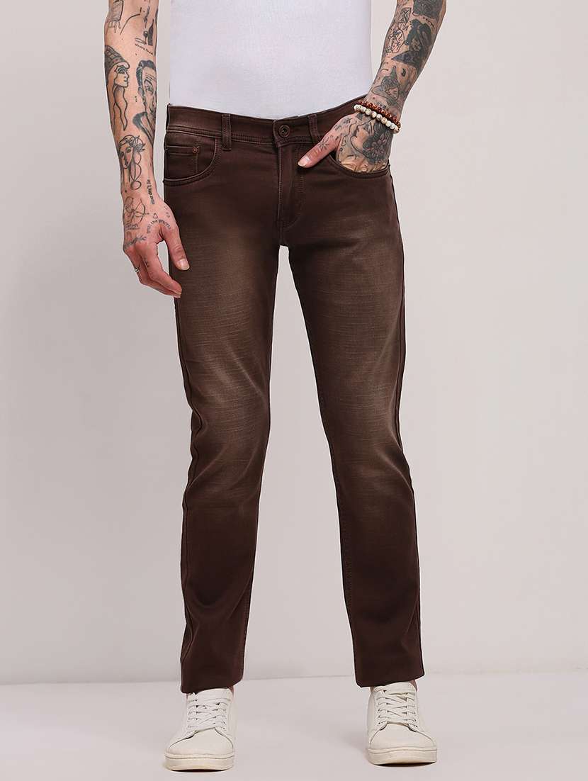 men low rise slim fit plain jeans
