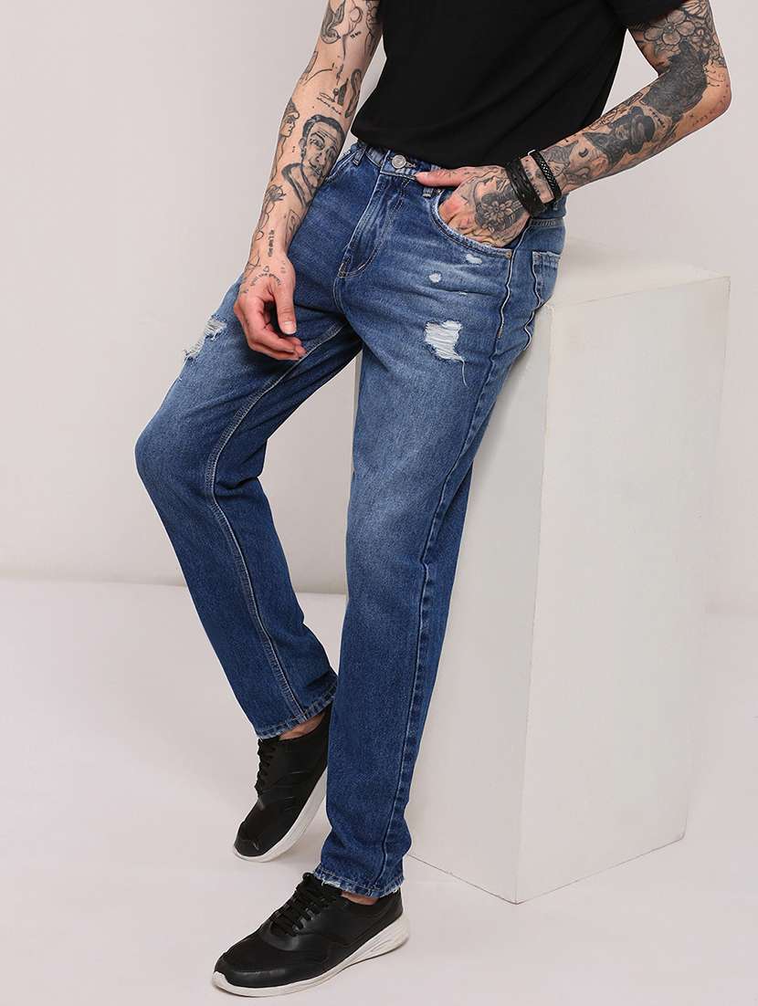 men low rise slim fit distressed jeans - 21682341 -  Standard Image - 1