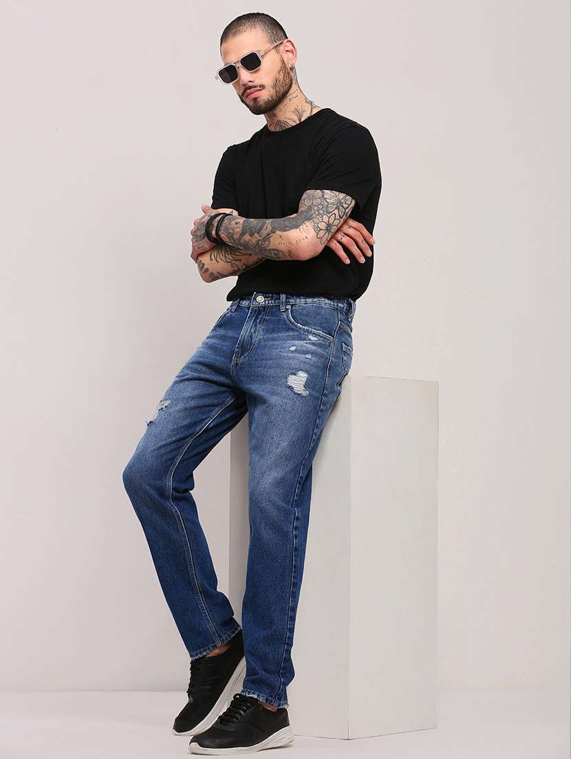 men low rise slim fit distressed jeans - 21682341 -  Standard Image - 4