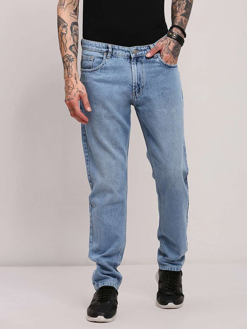 men low rise slim fit plain jeans - 21682342 -  Zoom Image - 0