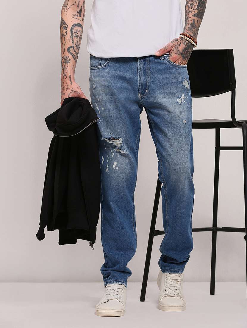 men low rise slim fit distressed jeans - 21682343 -  Standard Image - 1