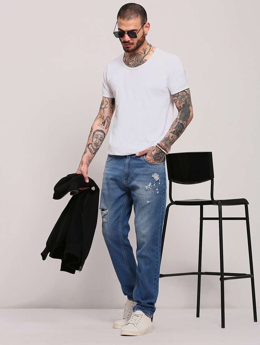 men low rise slim fit distressed jeans - 21682343 -  Standard Image - 4