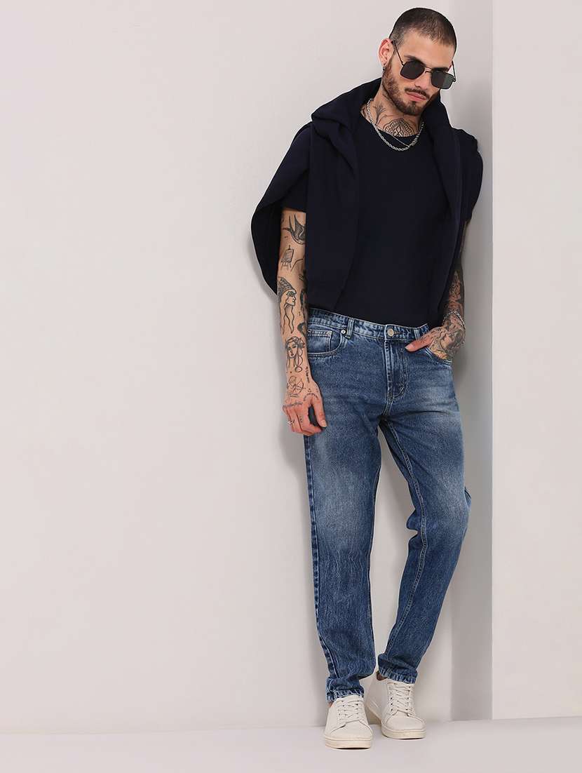 men low rise slim fit plain jeans - 21682345 -  Standard Image - 4