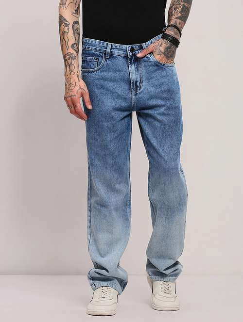 men low rise straight fit washed jeans - 21682346 - Standard Image - 0