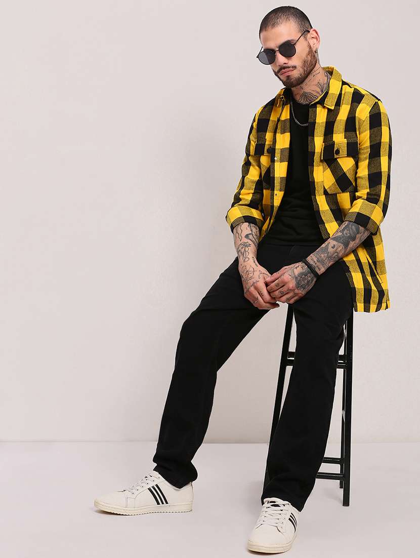 men long sleeves checkered casual shirt - 21682348 -  Standard Image - 4