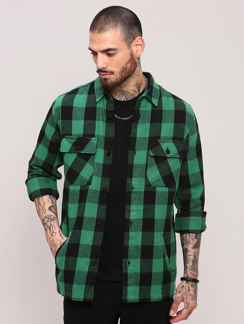 men long sleeves checkered casual shirt - 21682349 - Zoom Image - 0