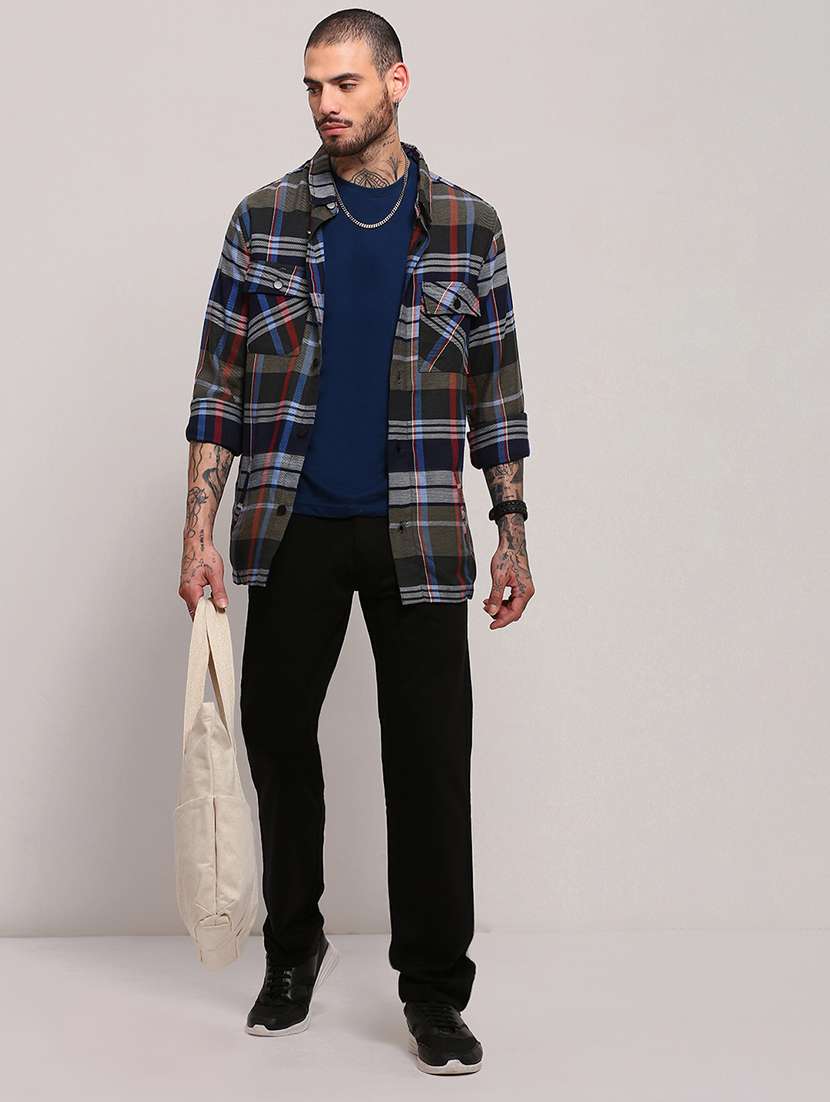 men long sleeves checkered casual shirt - 21682351 -  Standard Image - 4