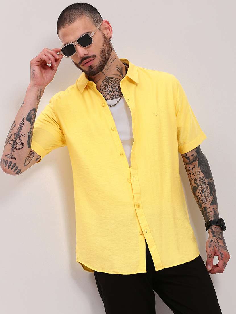 men short sleeves solid casual shirt - 21682354 -  Standard Image - 1