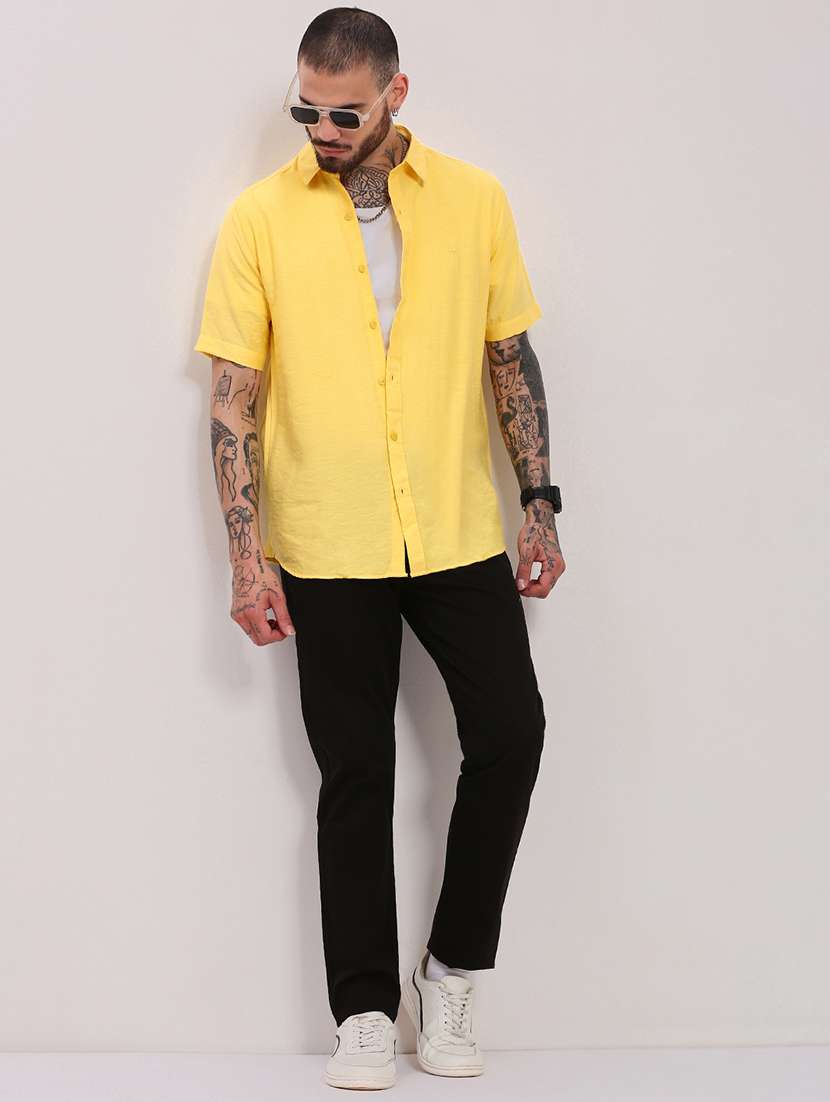 men short sleeves solid casual shirt - 21682354 -  Standard Image - 4