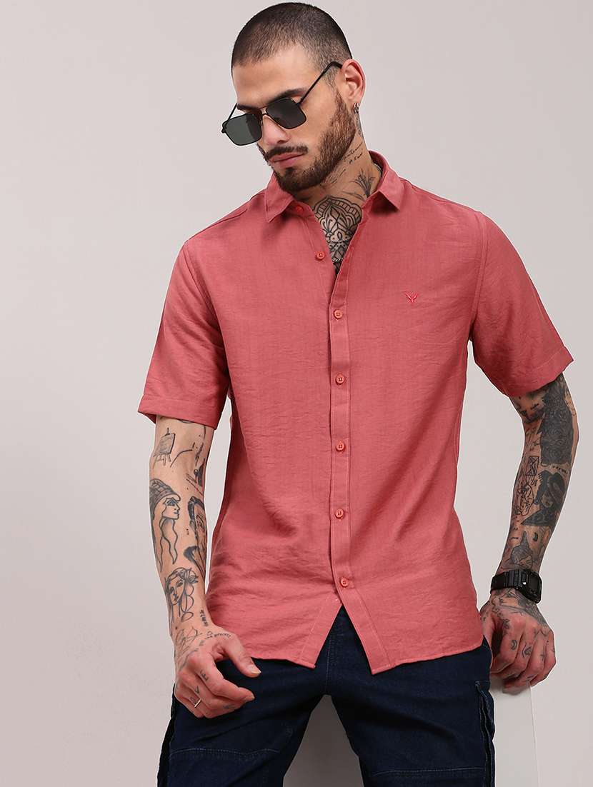men short sleeves solid casual shirt - 21682355 -  Standard Image - 1