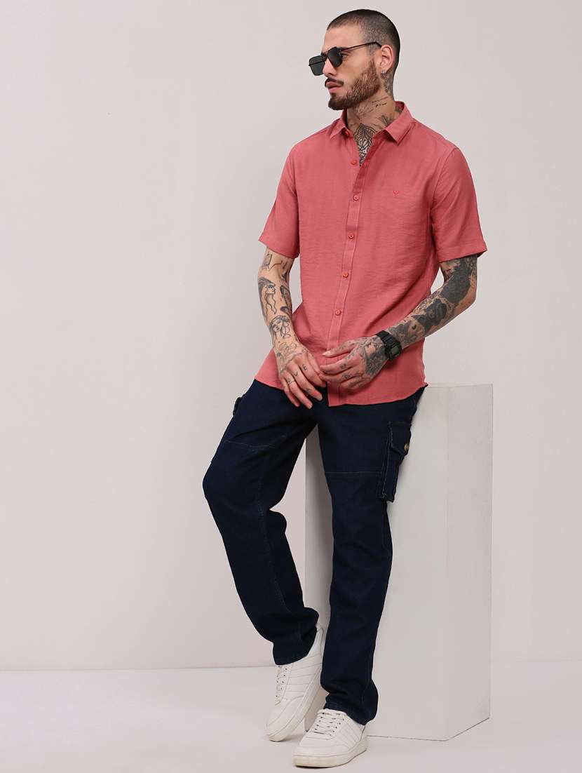 men short sleeves solid casual shirt - 21682355 -  Standard Image - 4