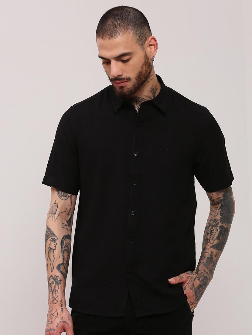 men short sleeves solid casual shirt - 21682360 -  Zoom Image - 0