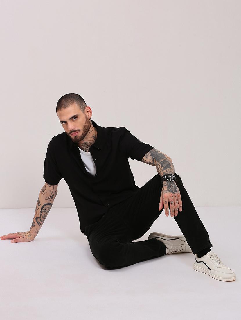 men short sleeves solid casual shirt - 21682360 - Standard Image - 4
