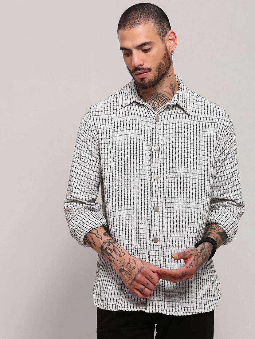 men long sleeves checkered casual shirt - 21682364 - Zoom Image - 0