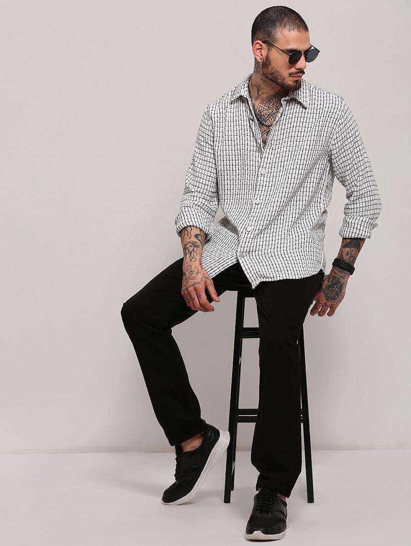 men long sleeves checkered casual shirt - 21682364 - Standard Image - 4