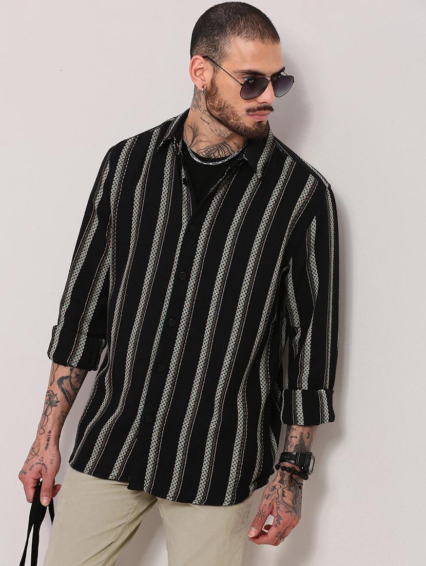 men long sleeves striped casual shirt - 21682366 -  Standard Image - 1