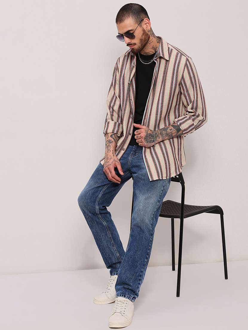 men long sleeves striped casual shirt - 21682367 - Standard Image - 4