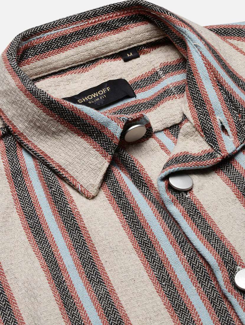 men long sleeves striped casual shirt - 21682367 - Standard Image - 6