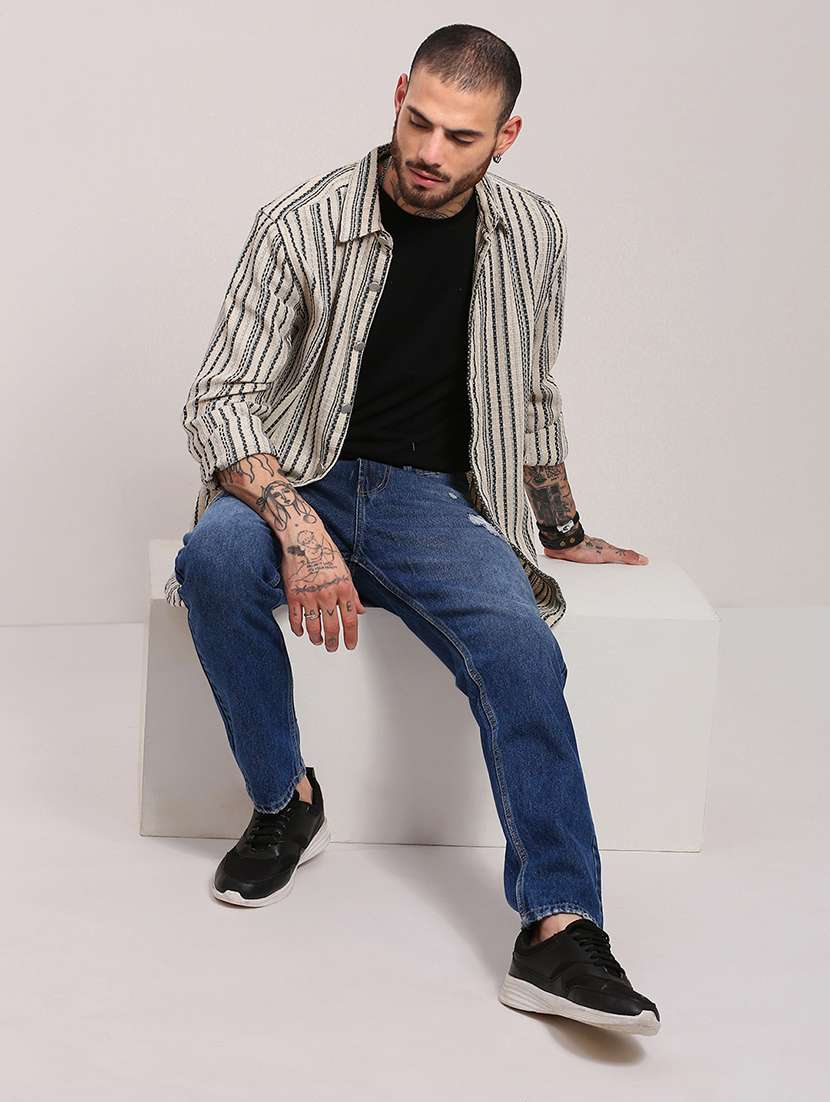 men long sleeves striped casual shirt - 21682369 -  Standard Image - 4