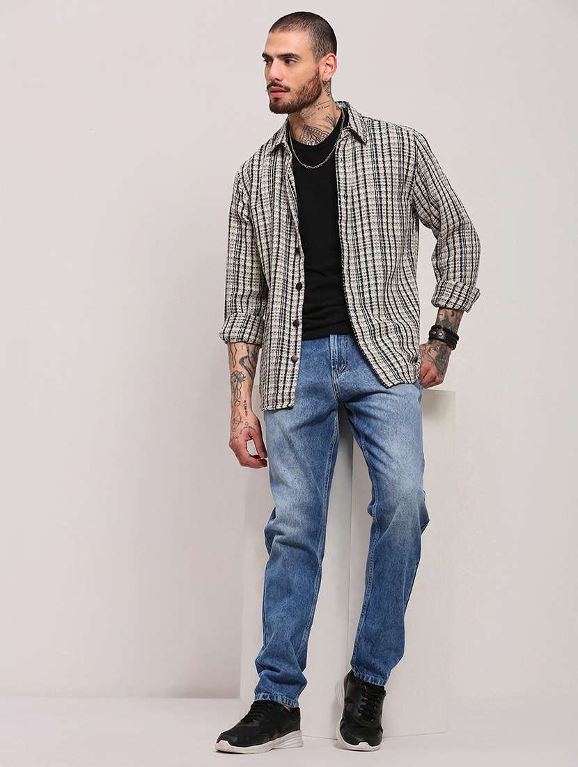 men long sleeves checkered casual shirt - 21682370 -  Standard Image - 4