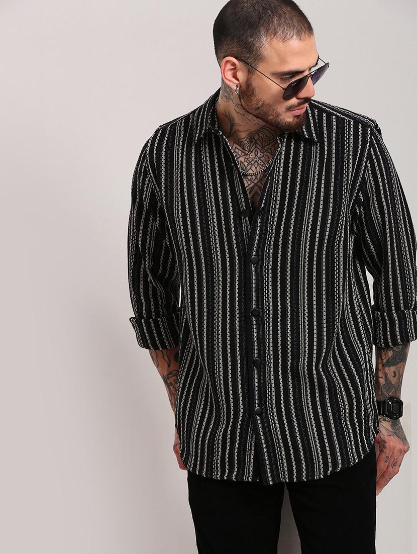 men long sleeves striped casual shirt - 21682373 -  Standard Image - 1