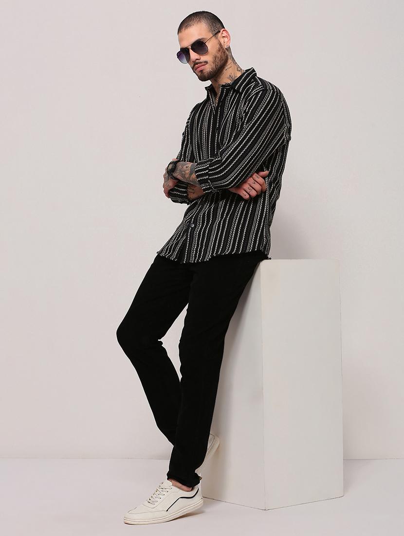 men long sleeves striped casual shirt - 21682373 - Standard Image - 4