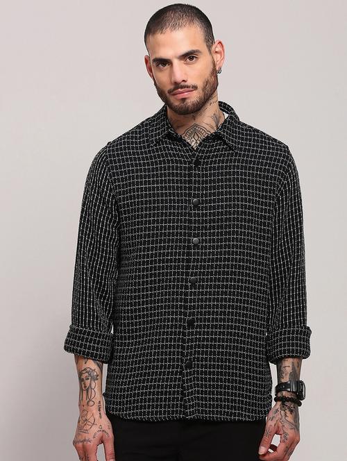 men long sleeves checkered casual shirt - 21682375 - Standard Image - 0