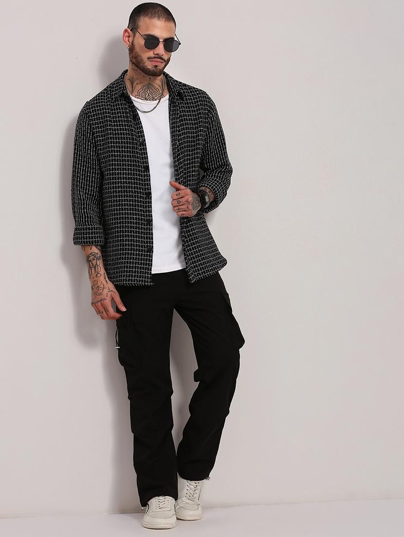 men long sleeves checkered casual shirt - 21682375 - Standard Image - 4