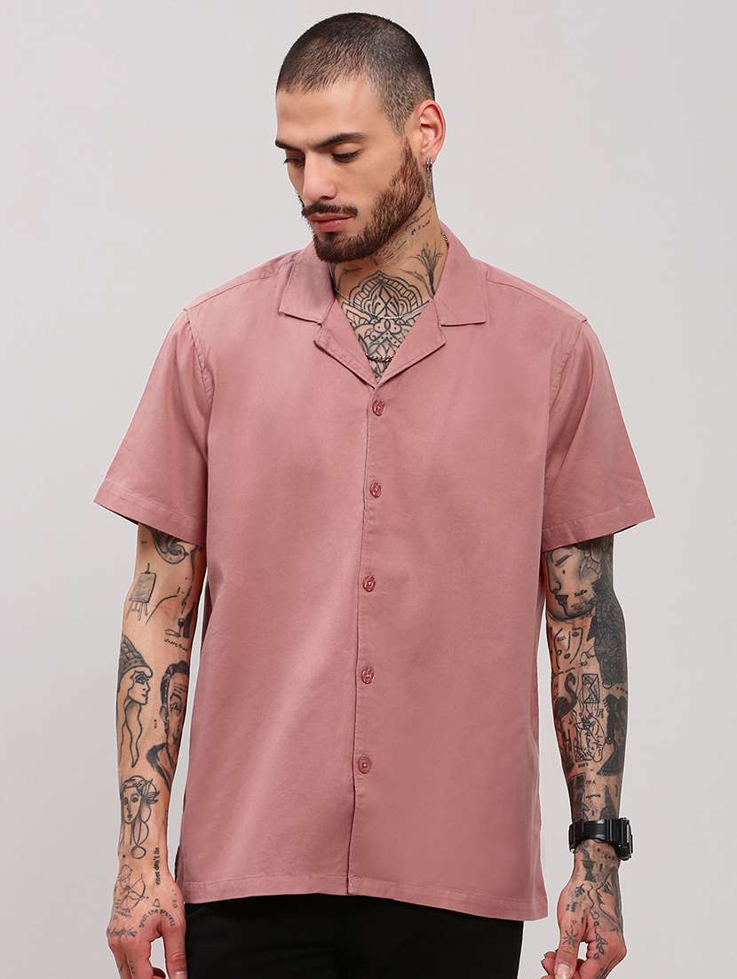 men short sleeves solid casual shirt