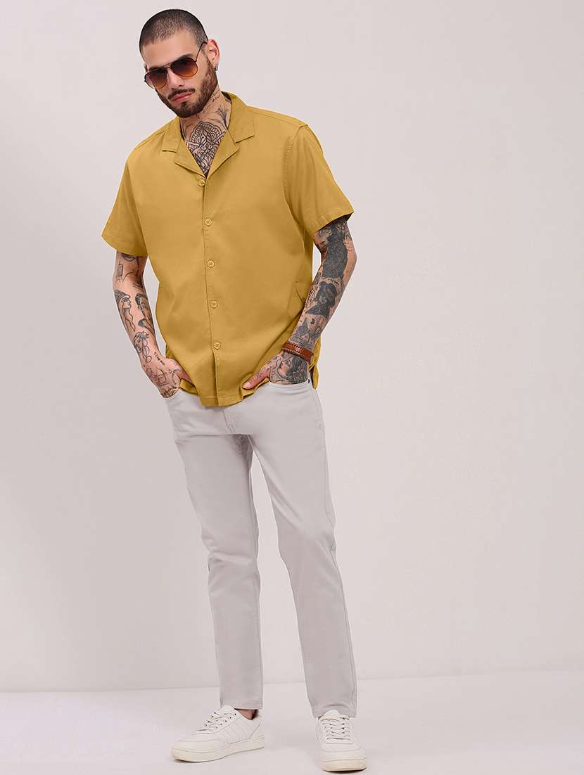 men short sleeves solid casual shirt - 21682383 -  Standard Image - 4