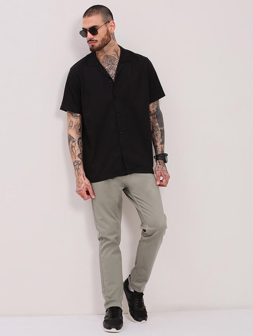 men short sleeves solid casual shirt - 21682384 - Standard Image - 4