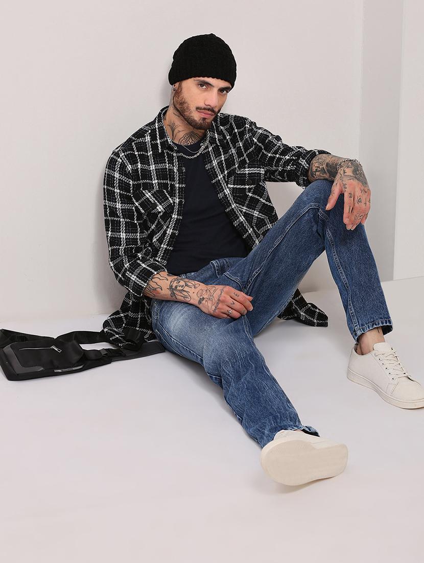 men long sleeves checkered casual shirt - 21682386 - Standard Image - 4