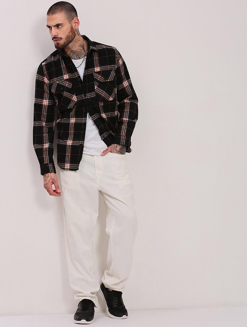 men long sleeves checkered casual shirt - 21682390 - Standard Image - 4