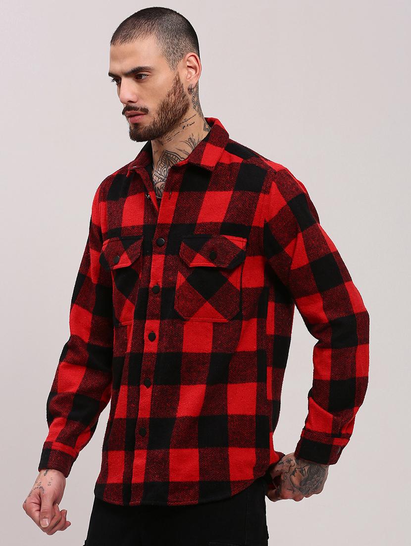 men long sleeves checkered casual shirt - 21682391 - Standard Image - 1