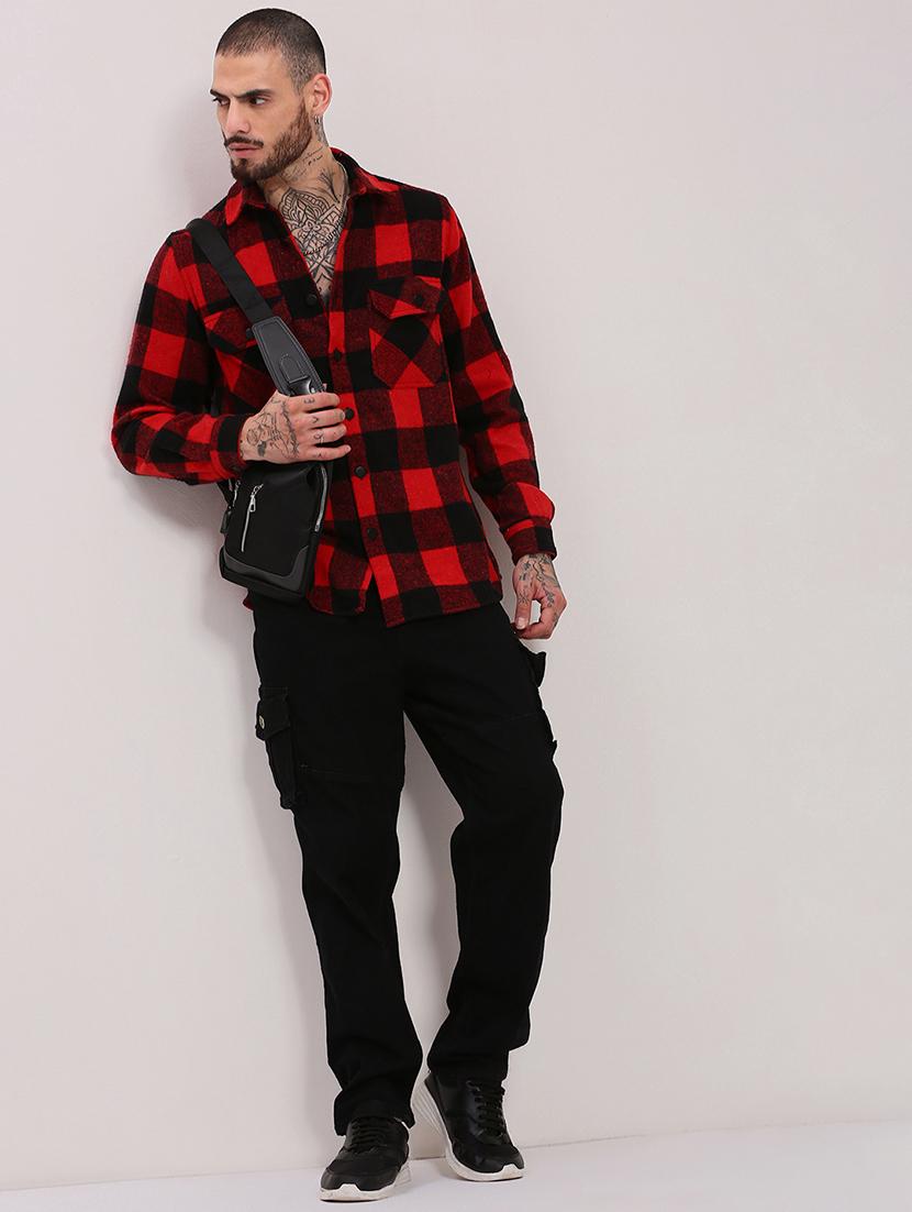men long sleeves checkered casual shirt - 21682391 - Standard Image - 4